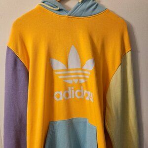 Adidas trefoil hoodie - pastel colorblock - size XL